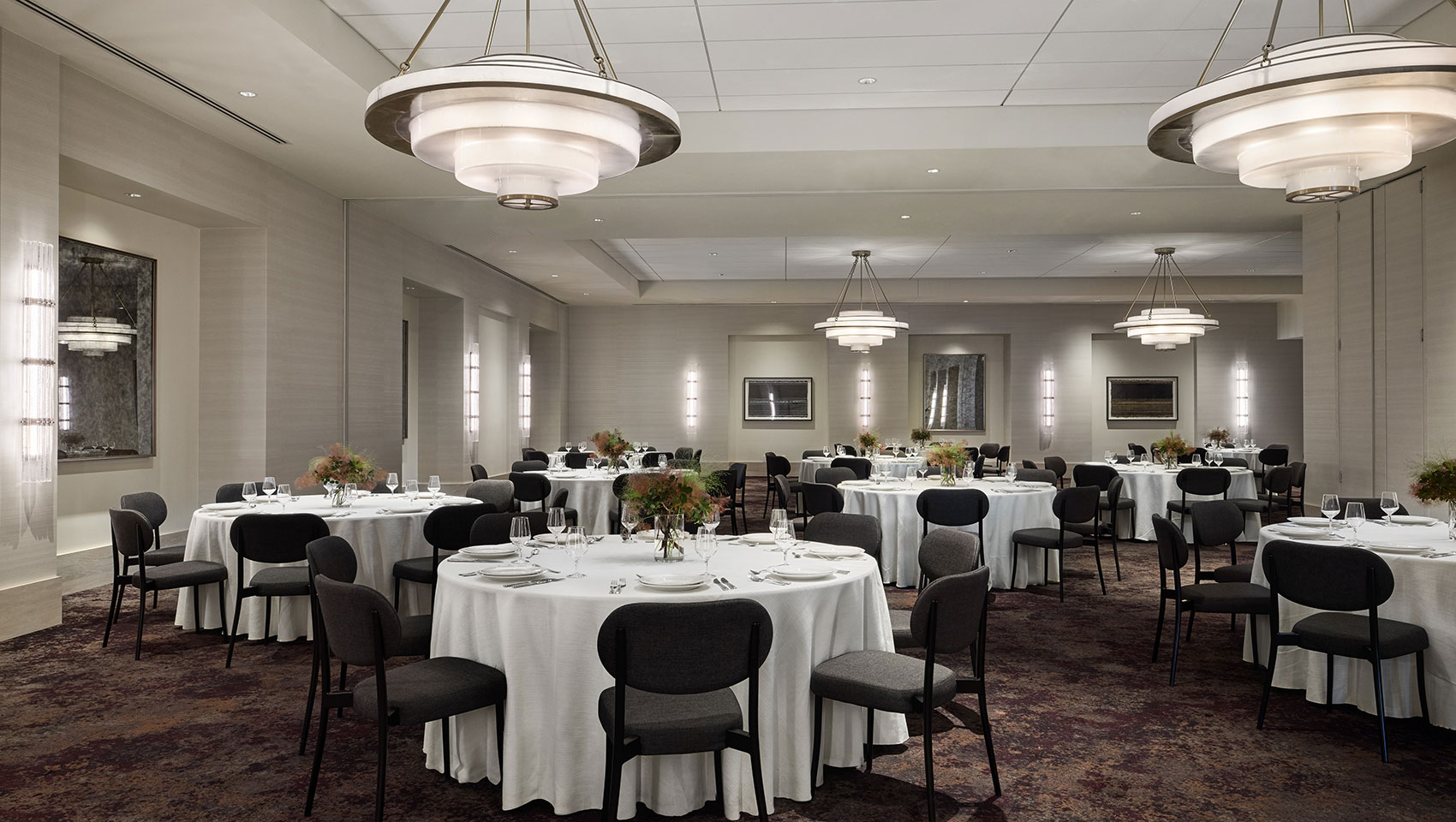 Mahogany meeting room with lunch set-up