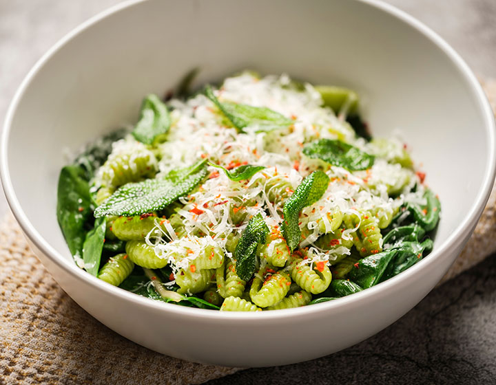 green pasta bowl