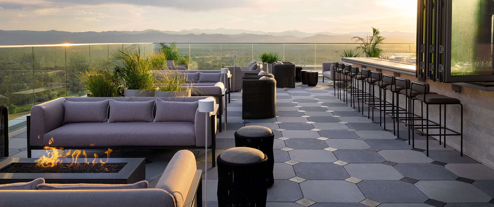 Halo Bar Outdoor Rooftop Seating Area