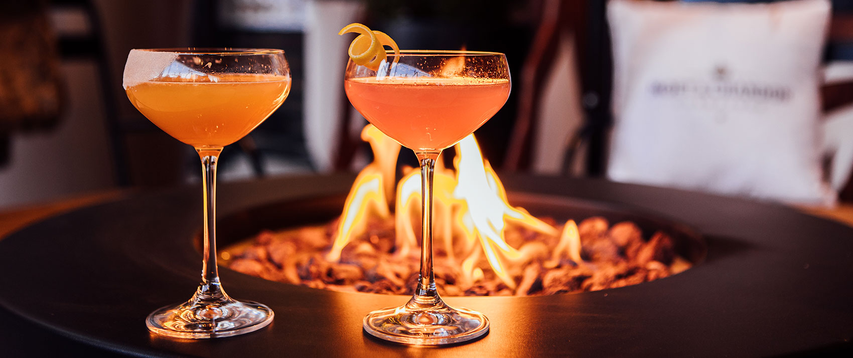 Cocktails by fire pit